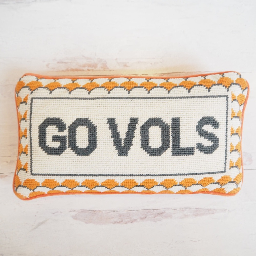 Needlepoint Tennessee Go Vols Collegiate Game Day Pillow
